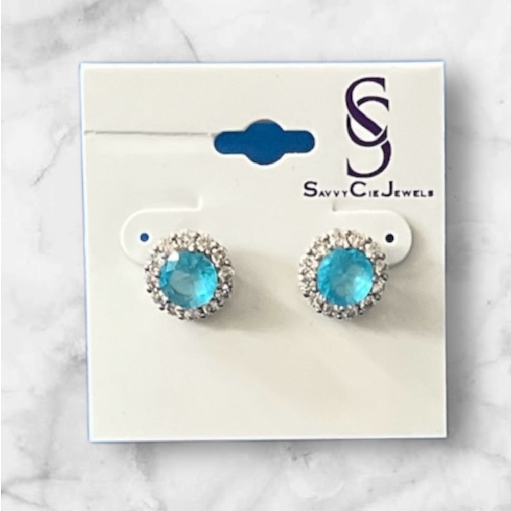 Savvy Cie Blue Stud Earrings NWT